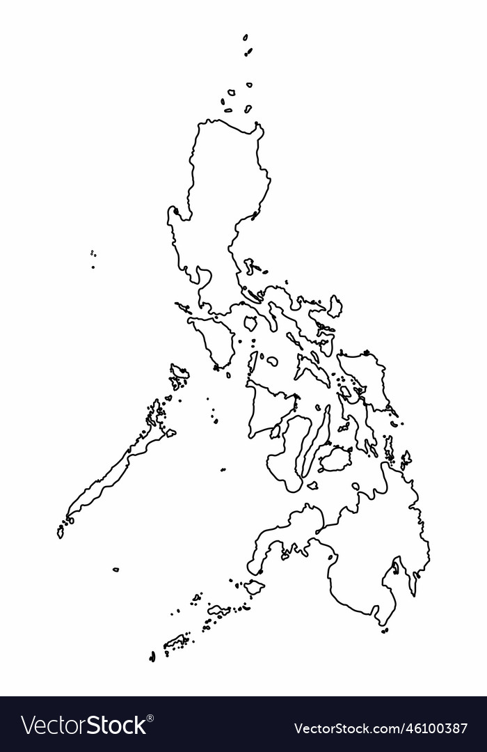 Philippines outline map Royalty Free Vector Image