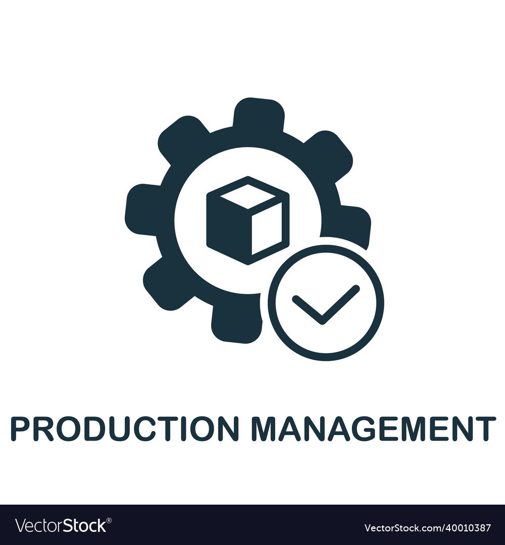 Production management icon monochrome sign from Vector Image