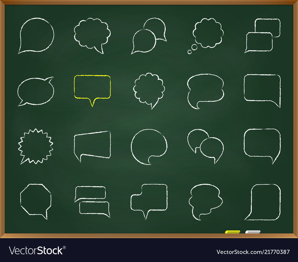 Speech bubble chalk draw line icons set vector image Speech bubble chalk draw line icons set