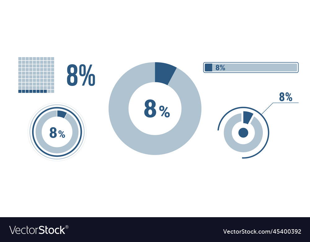 8 Percentage Infographic Set Eight Circle Diagram Vector Image 8 Percentage Infographic Set Eight Circle Diagram Vector Image
