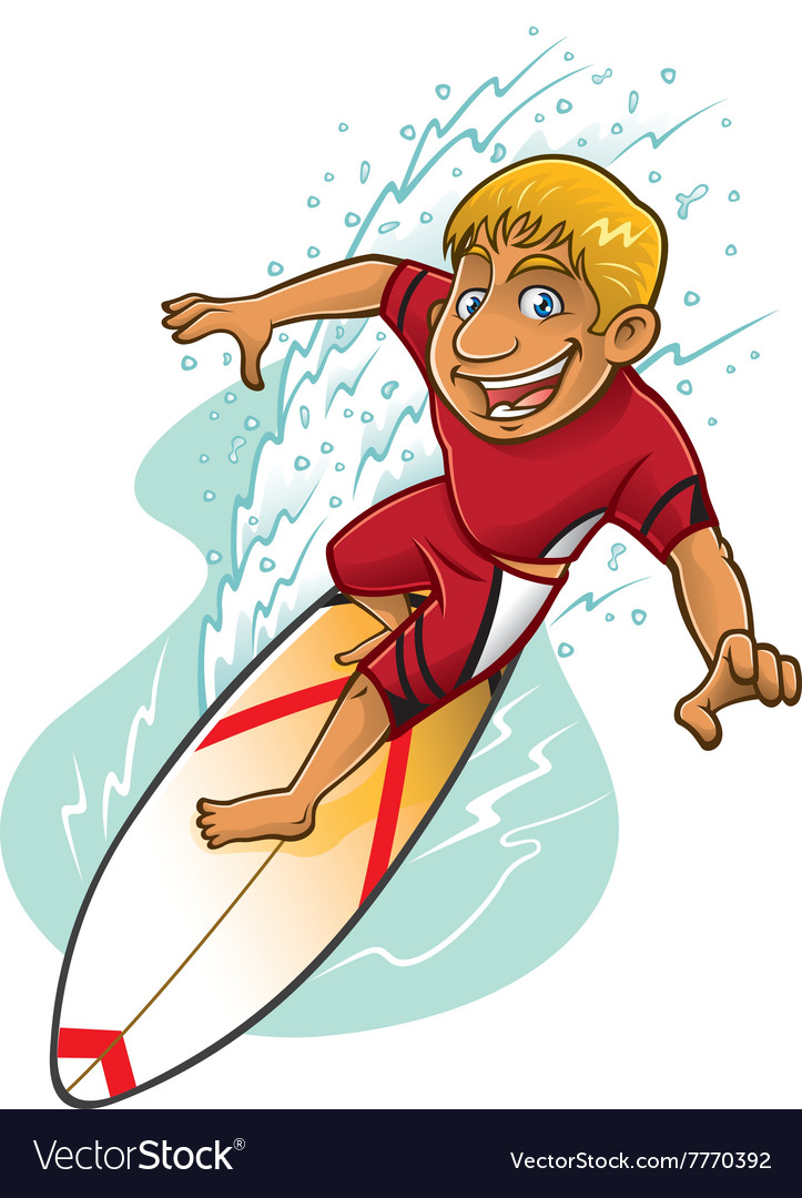 Cartoon surfer action Royalty Free Vector Image