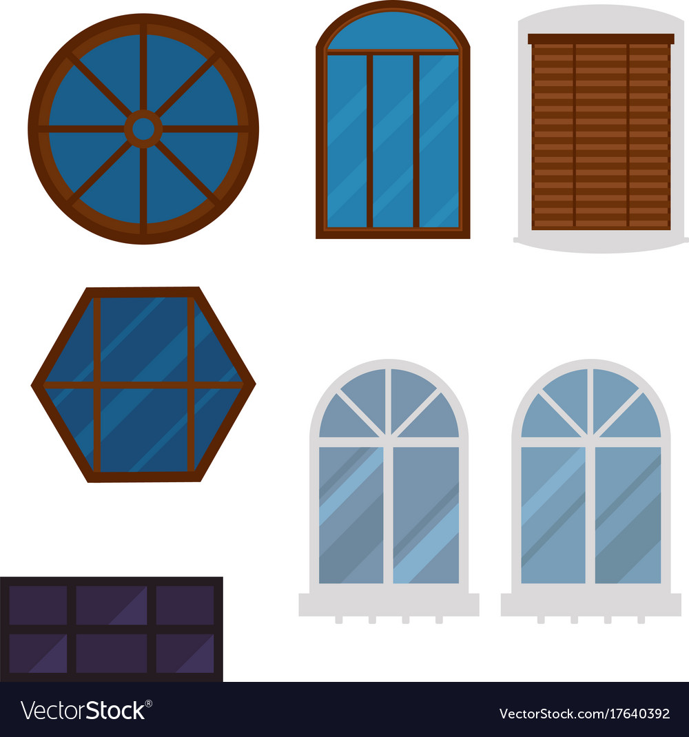 Window elements. Плоское окно. Узоры восемугодник для матовки стекла вектор. Types of Houses vector.