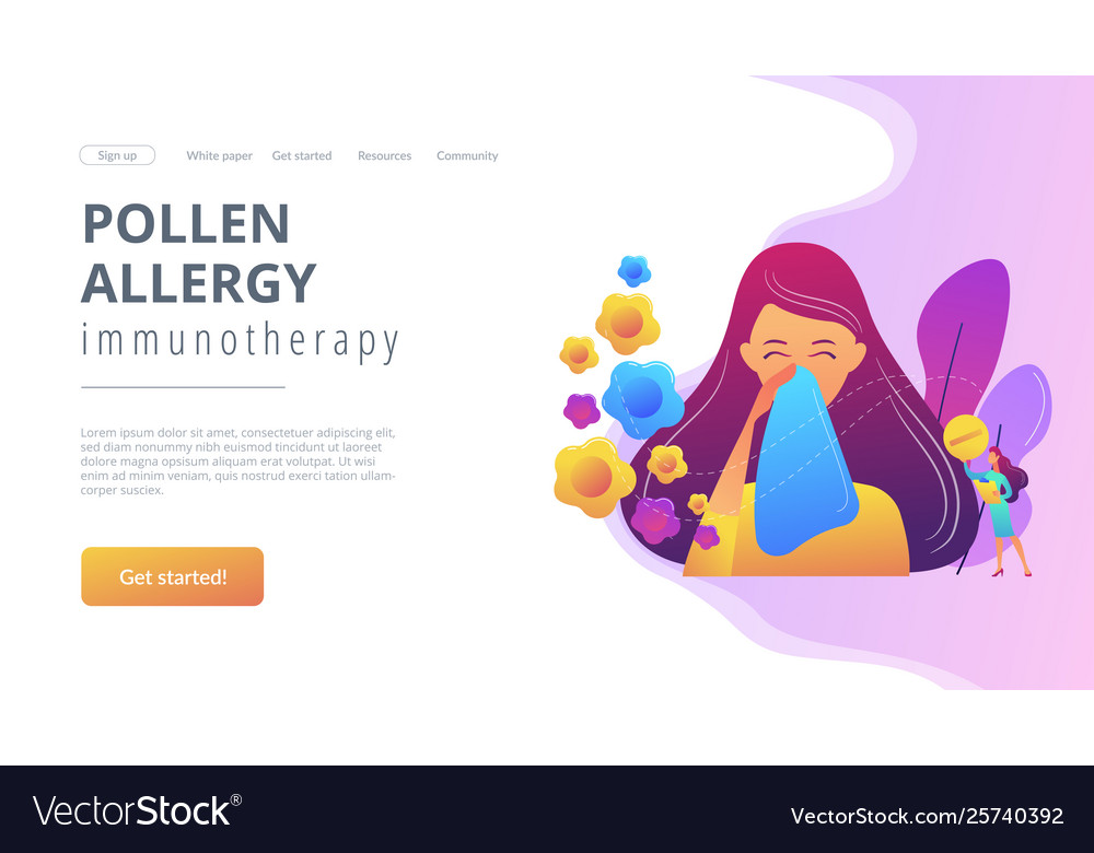 Seasonal allergy concept landing page Royalty Free Vector