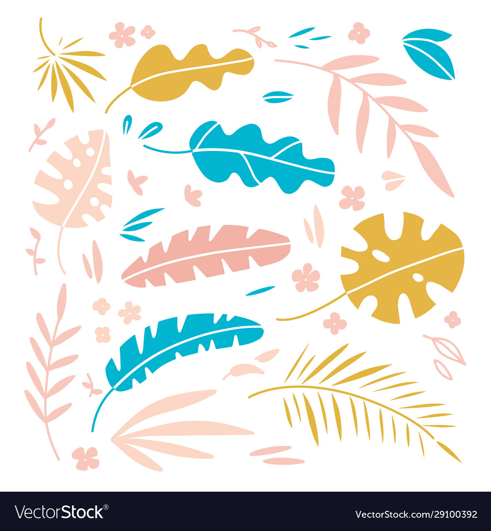 Set Hand Drawn Plants And Royalty Free Vector Image