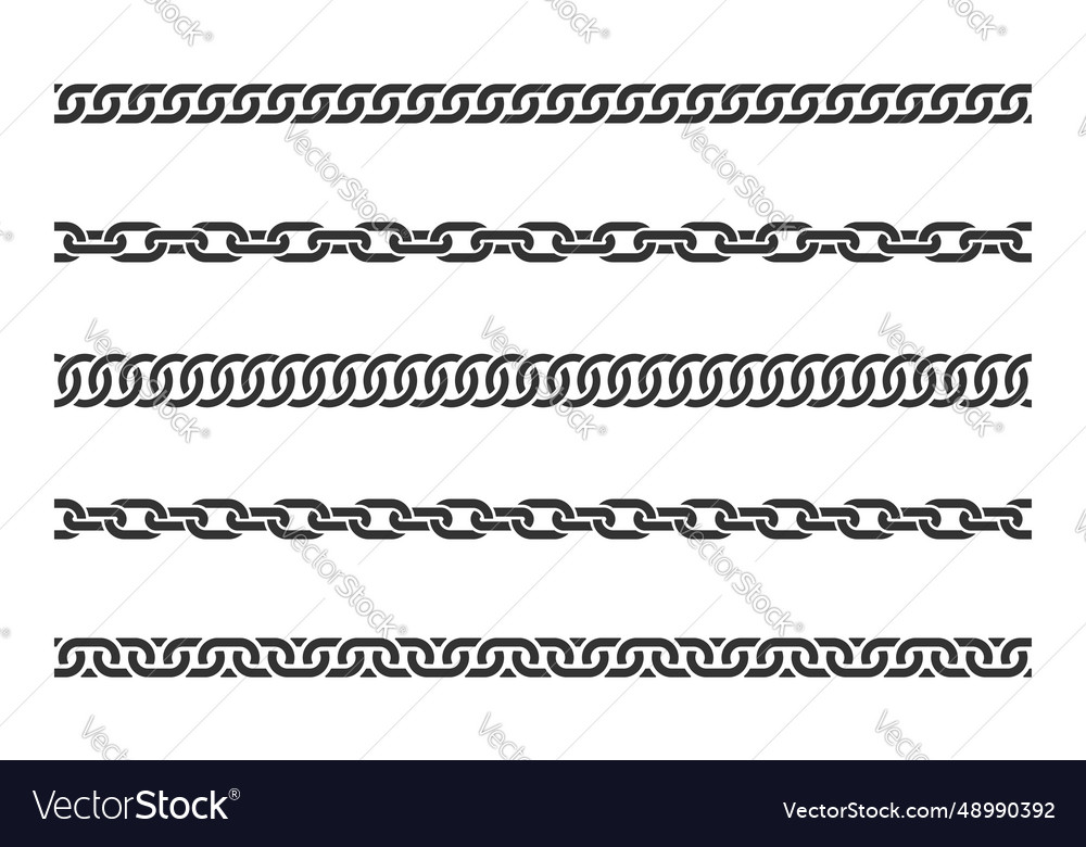 Set seamless chain link different chains Vector Image