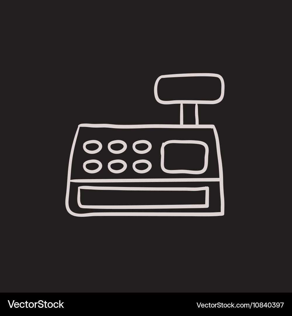 Cash register machine sketch icon Royalty Free Vector Image