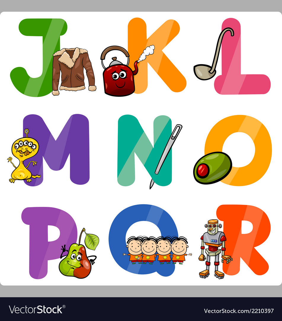 Education cartoon alphabet letters for kids Vector Image