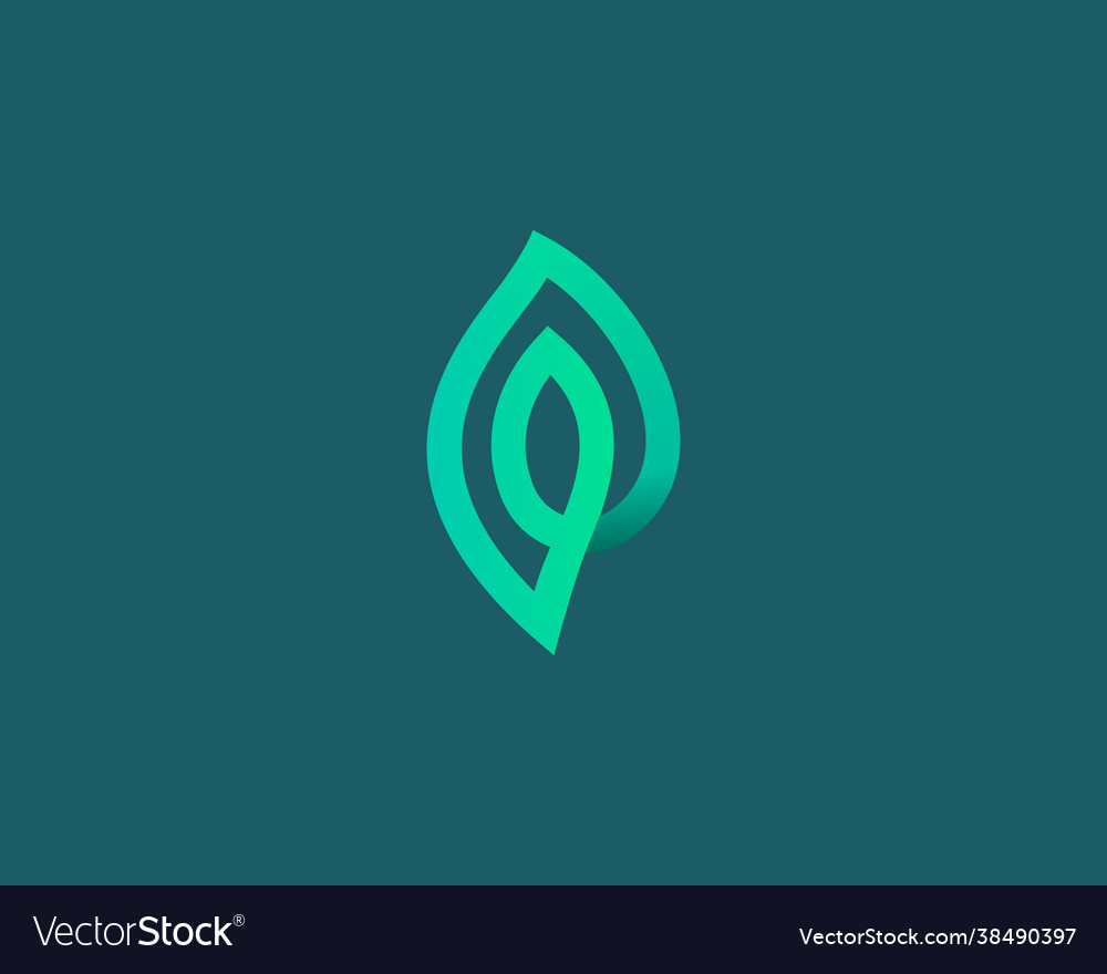 Linear leaf loop icon logo design template vector image Linear leaf loop icon logo design template
