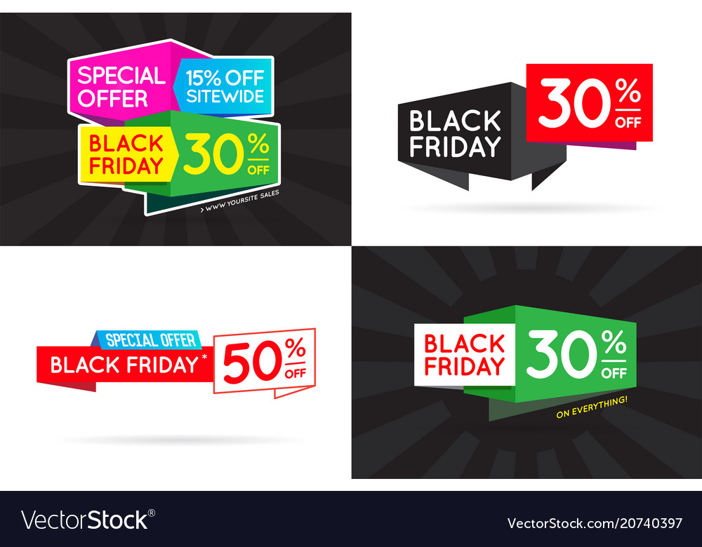 Set Of Black Friday Bf Sale Signs Banners Posters Vector Image