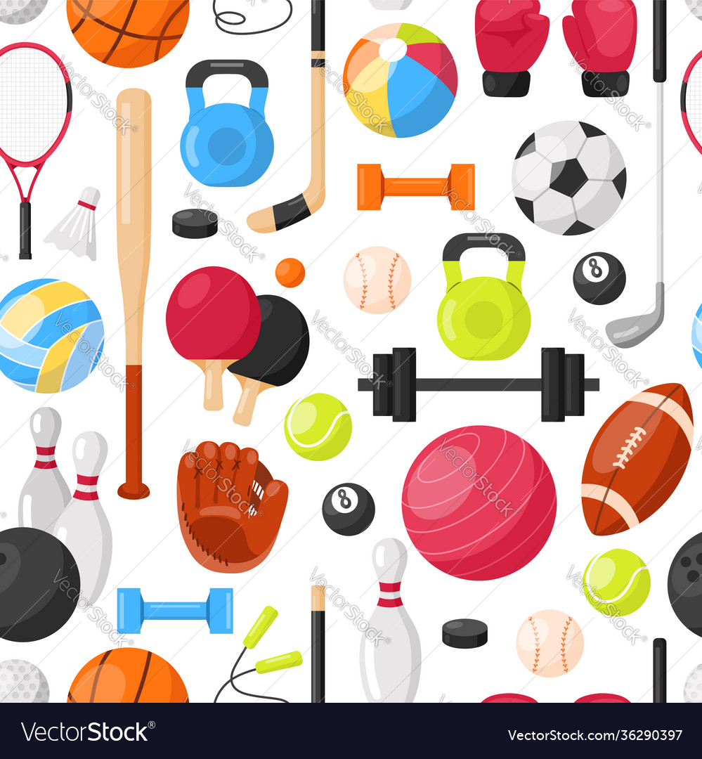 Sport equipment seamless pattern vector image Sport equipment seamless pattern