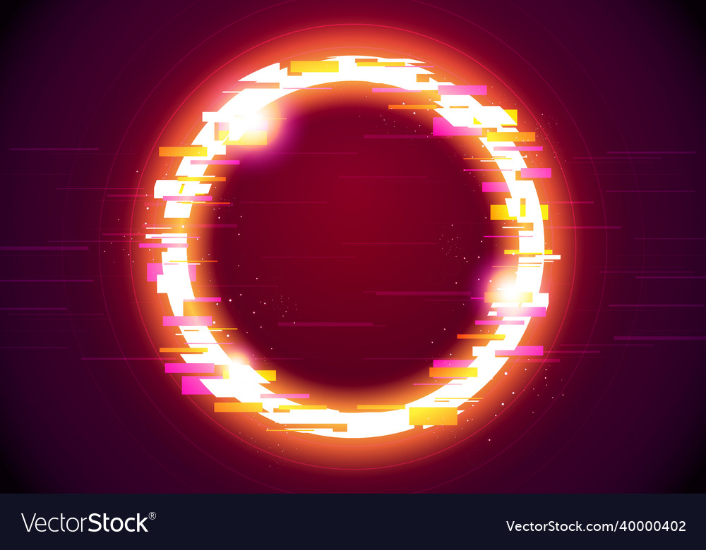 Illuminated Circle Glitch Effect Glitched Circle Stock Vector