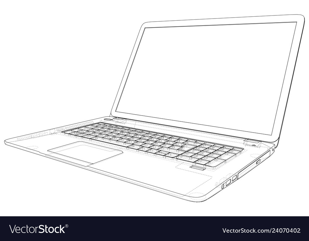 Laptop outline computer Royalty Free Vector Image
