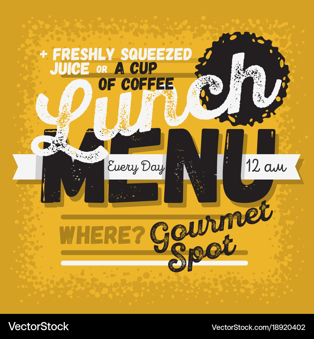 Lunch menu vintage influenced typographic poster Vector Image