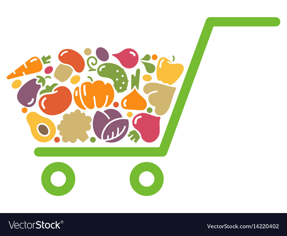 Stylized image of a shopping cart vegetables Vector Image