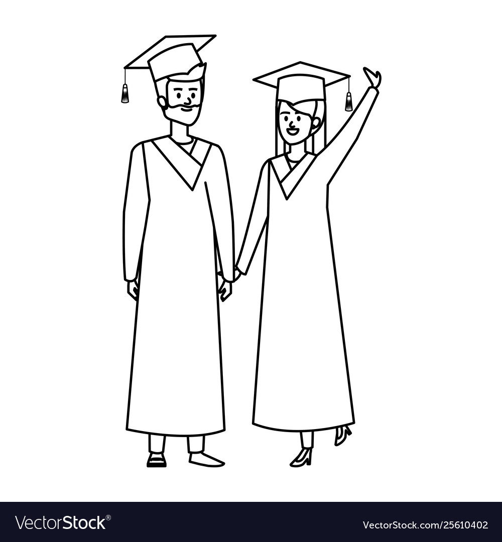 Young couple students graduated celebrating Vector Image