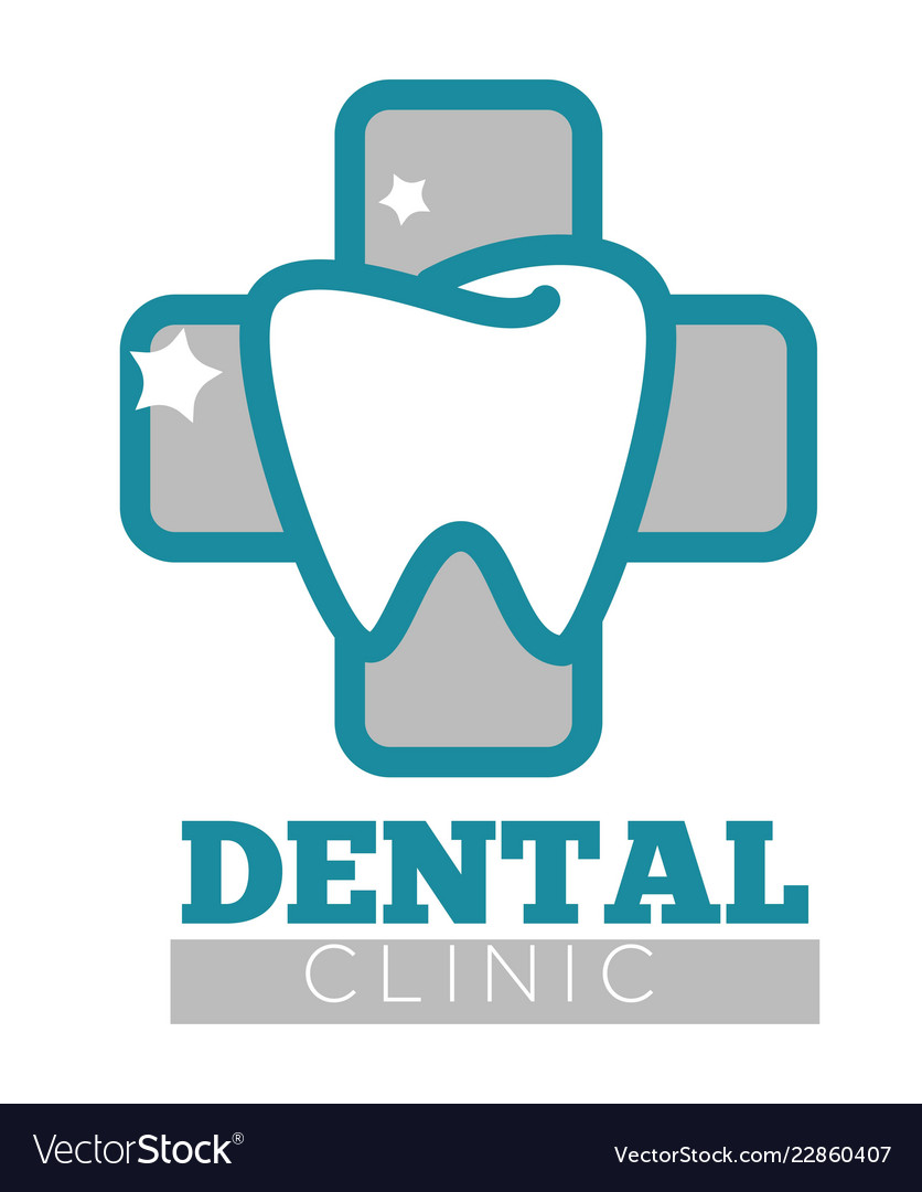 Dental Clinic Titled Logo With White Sparkling Vector Image