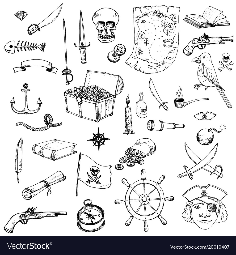 Pirates set Royalty Free Vector Image - VectorStock