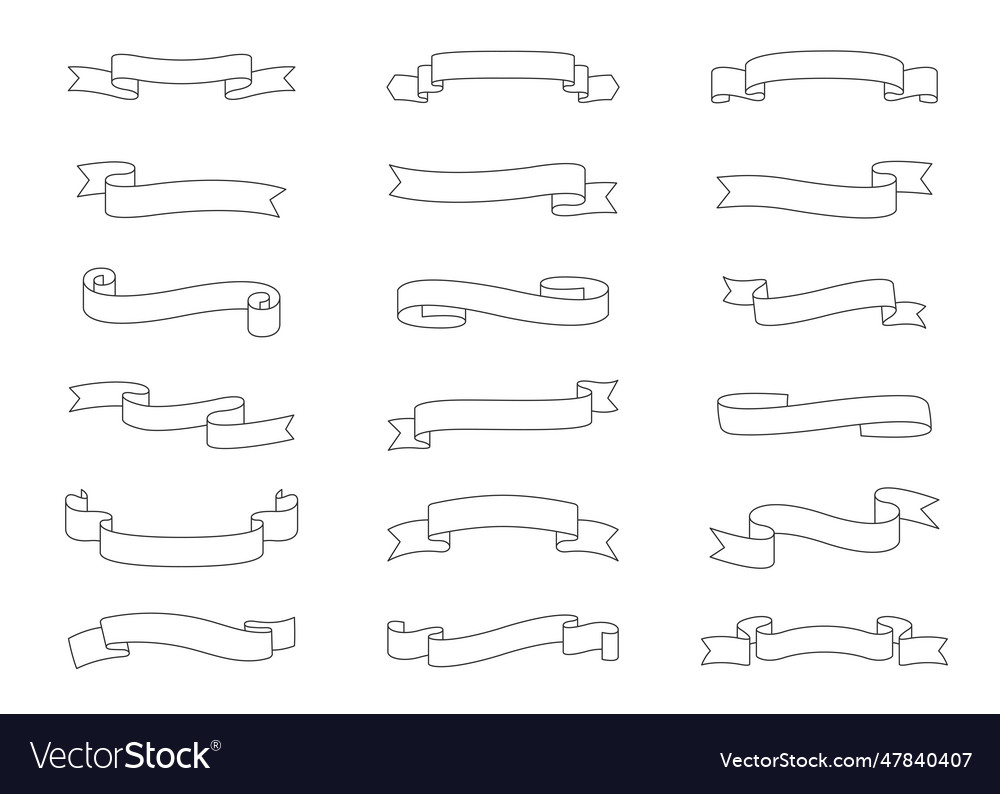 Set of curve ribbons line style isolated Vector Image