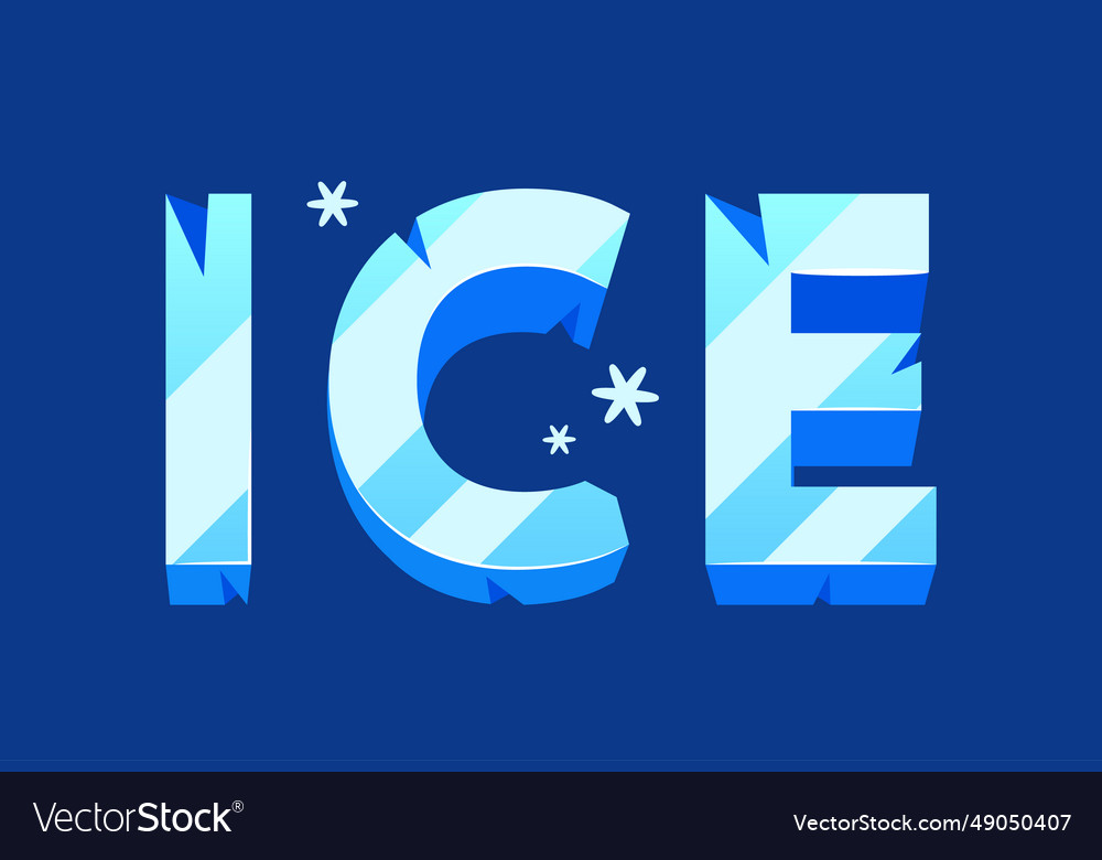 Word ice crafted in frozen elegance its Royalty Free Vector