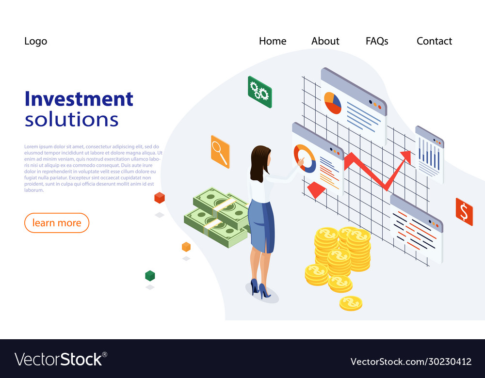 Landing page template investment solutions Vector Image