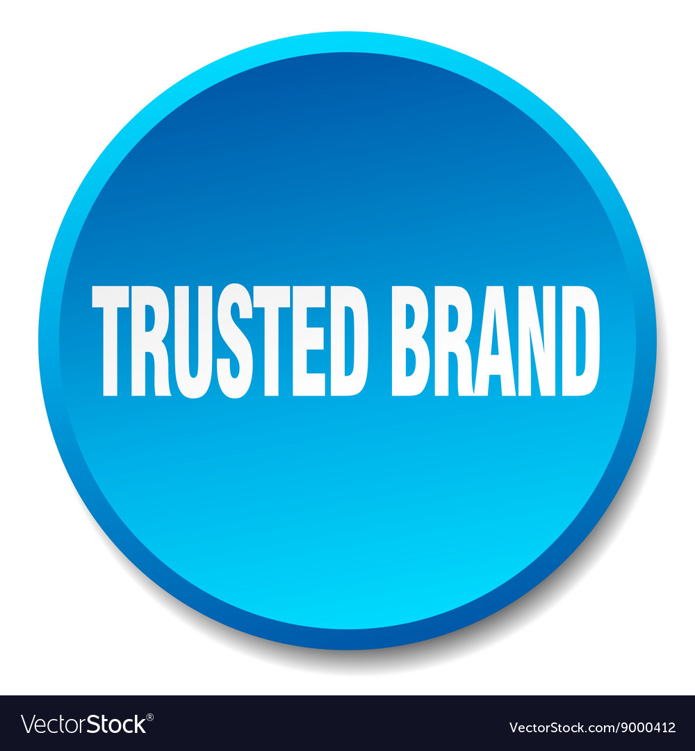 Trusted brand blue round flat isolated push button