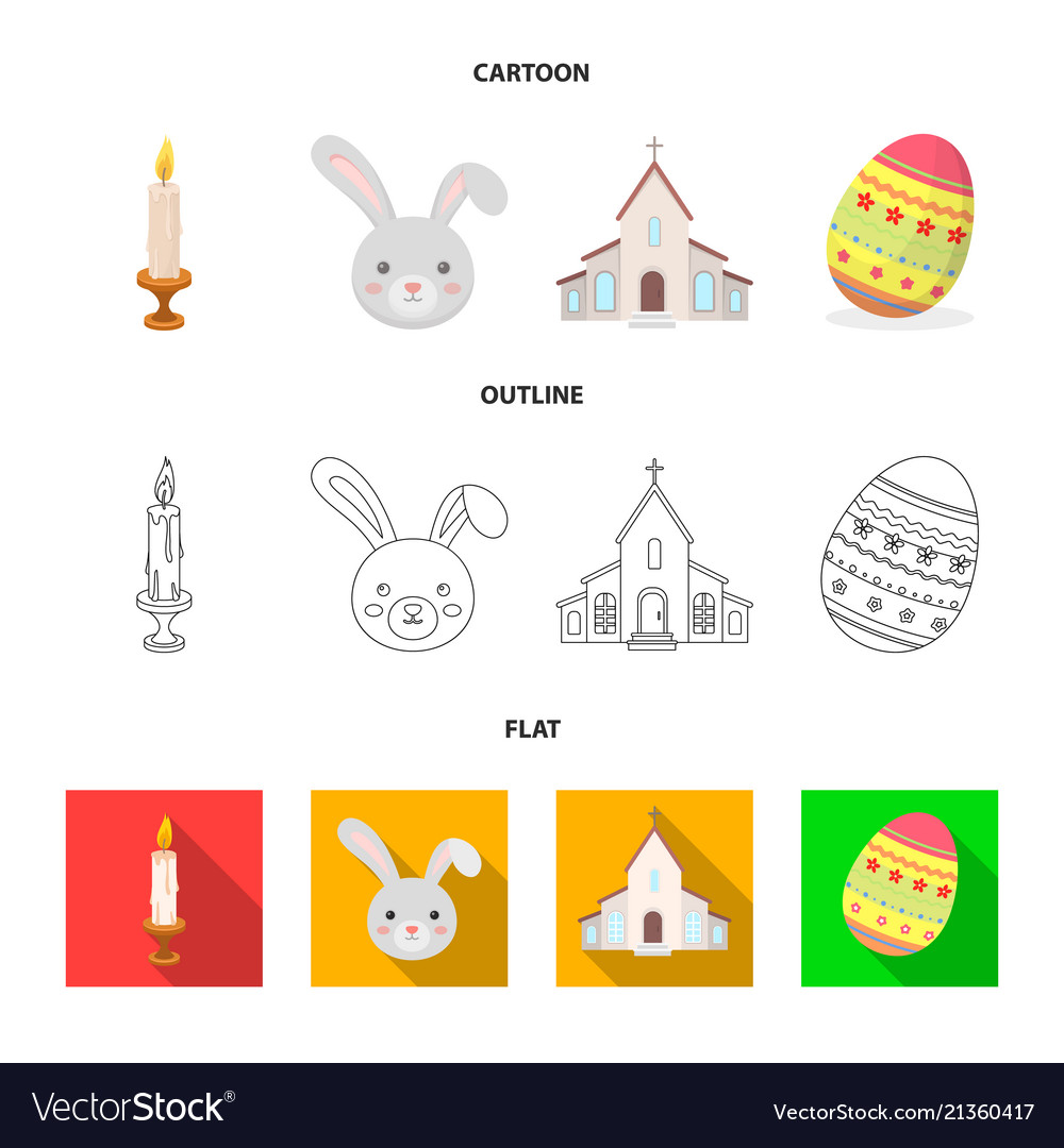 Church candle easter bunny and painted egg Vector Image