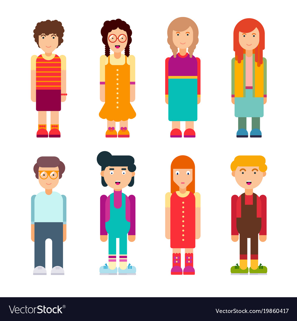 Colorful set of characters in flat design Vector Image