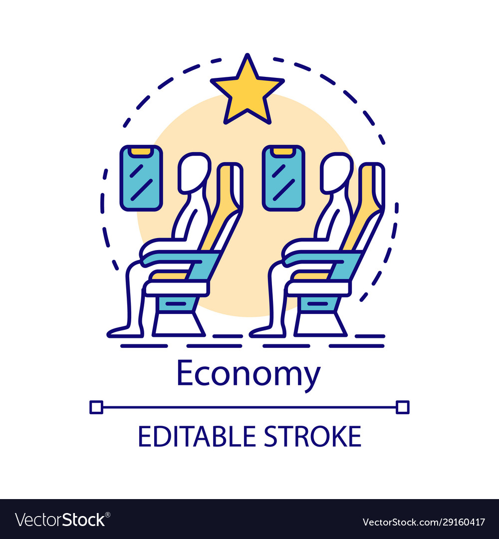 Economy class concept icon airplane cabin idea Vector Image