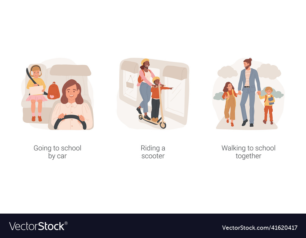 Family daily routine isolated cartoon Royalty Free Vector