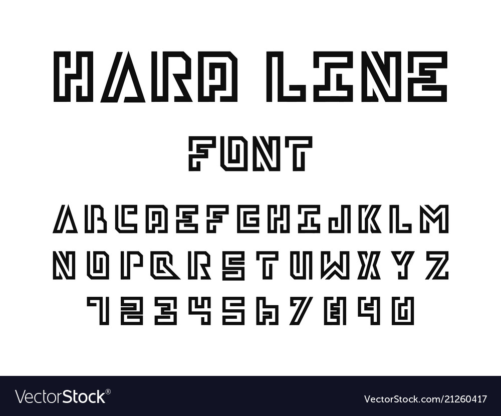 Hard line font alphabet Royalty Free Vector Image