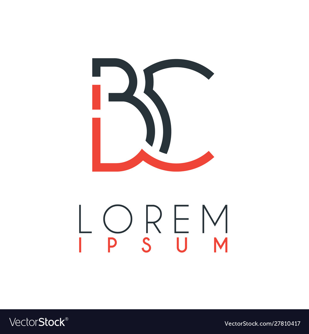 Logo between letter b and c or bc Royalty Free Vector Image