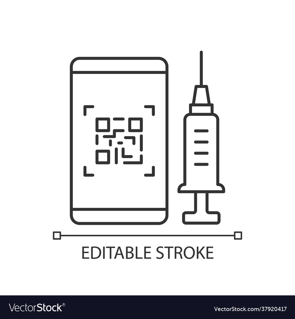 Qr code for vaccination linear icon Royalty Free Vector