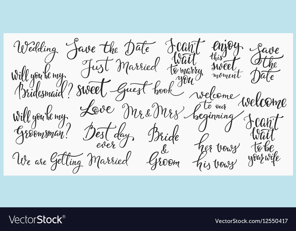 Wedding Lettering photography overlay set Vector Image