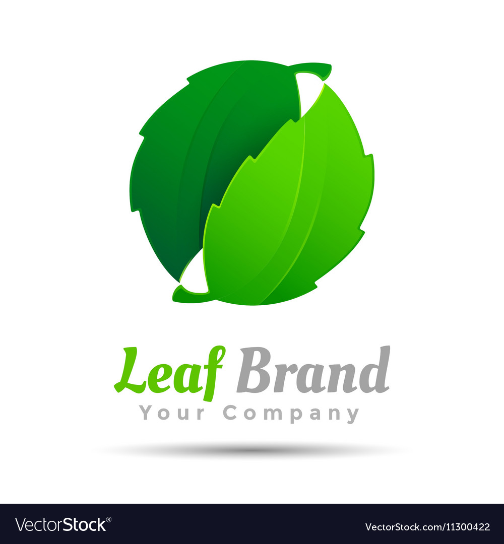 Abstract sphere green leaf logo design template Vector Image