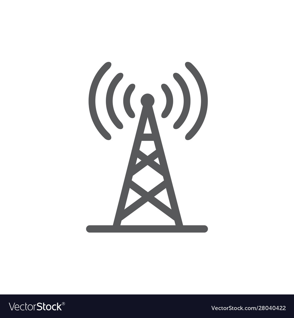 Antenna line icon on white background Royalty Free Vector