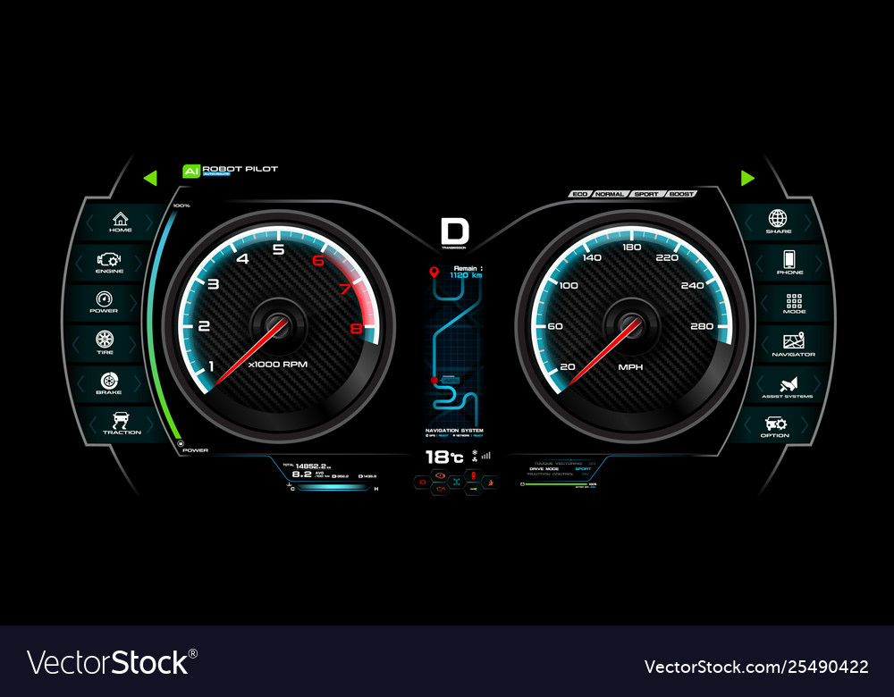 Car dash board eps 10 007 Royalty Free Vector Image