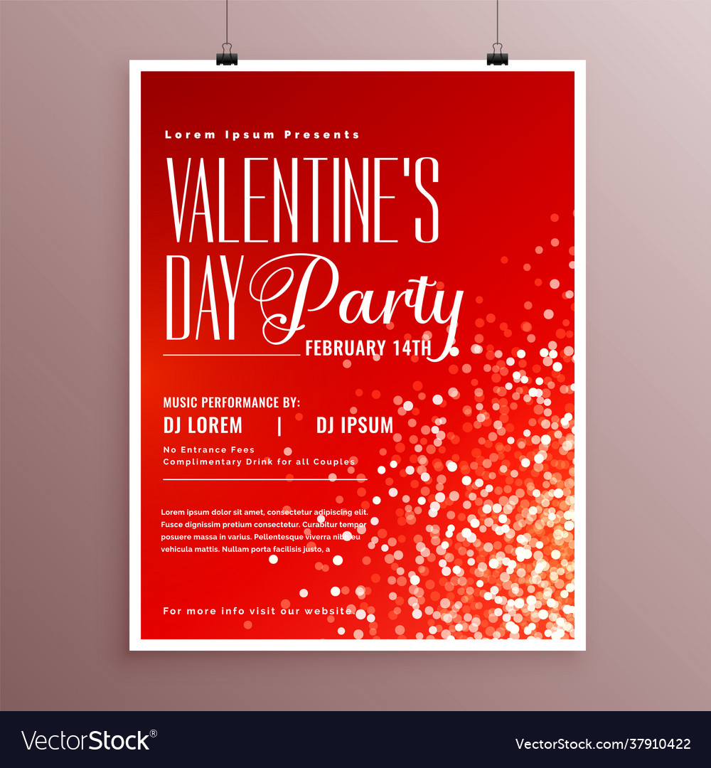 Happy valentines day celebration flyer template Vector Image