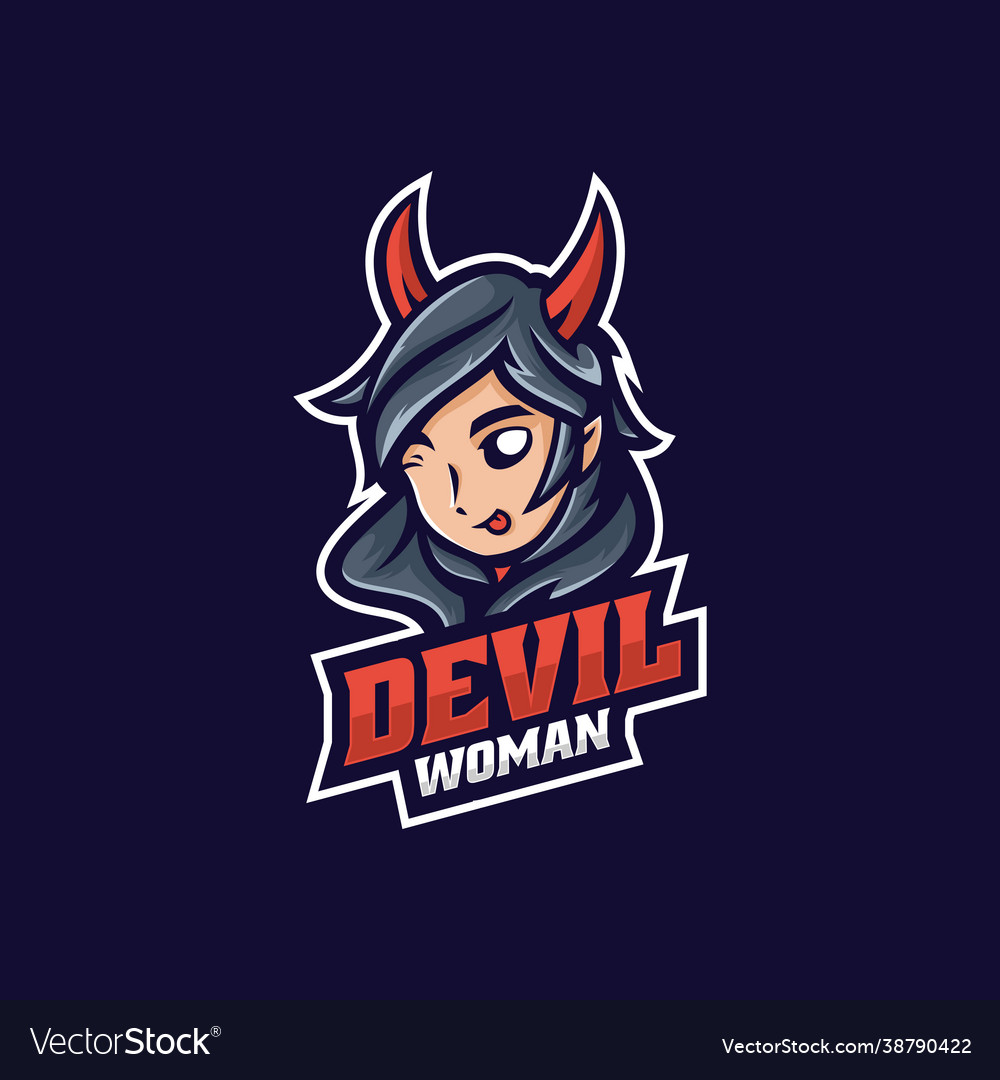 Logo devil woman e sport and style Royalty Free Vector Image