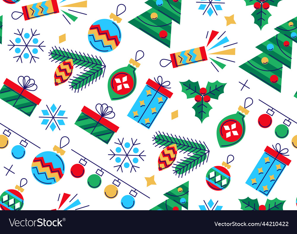 Merry christmas and happy new year seamless Vector Image