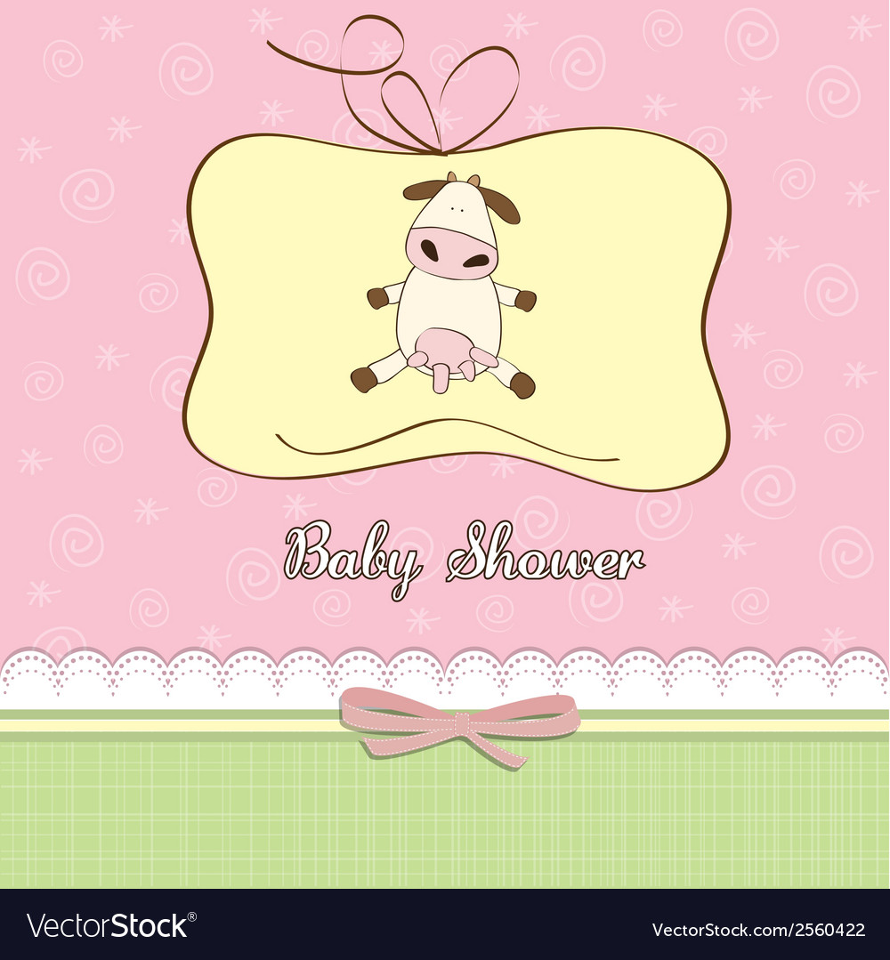 new baby girl announcement card with cow vector image announcement of new baby girl
