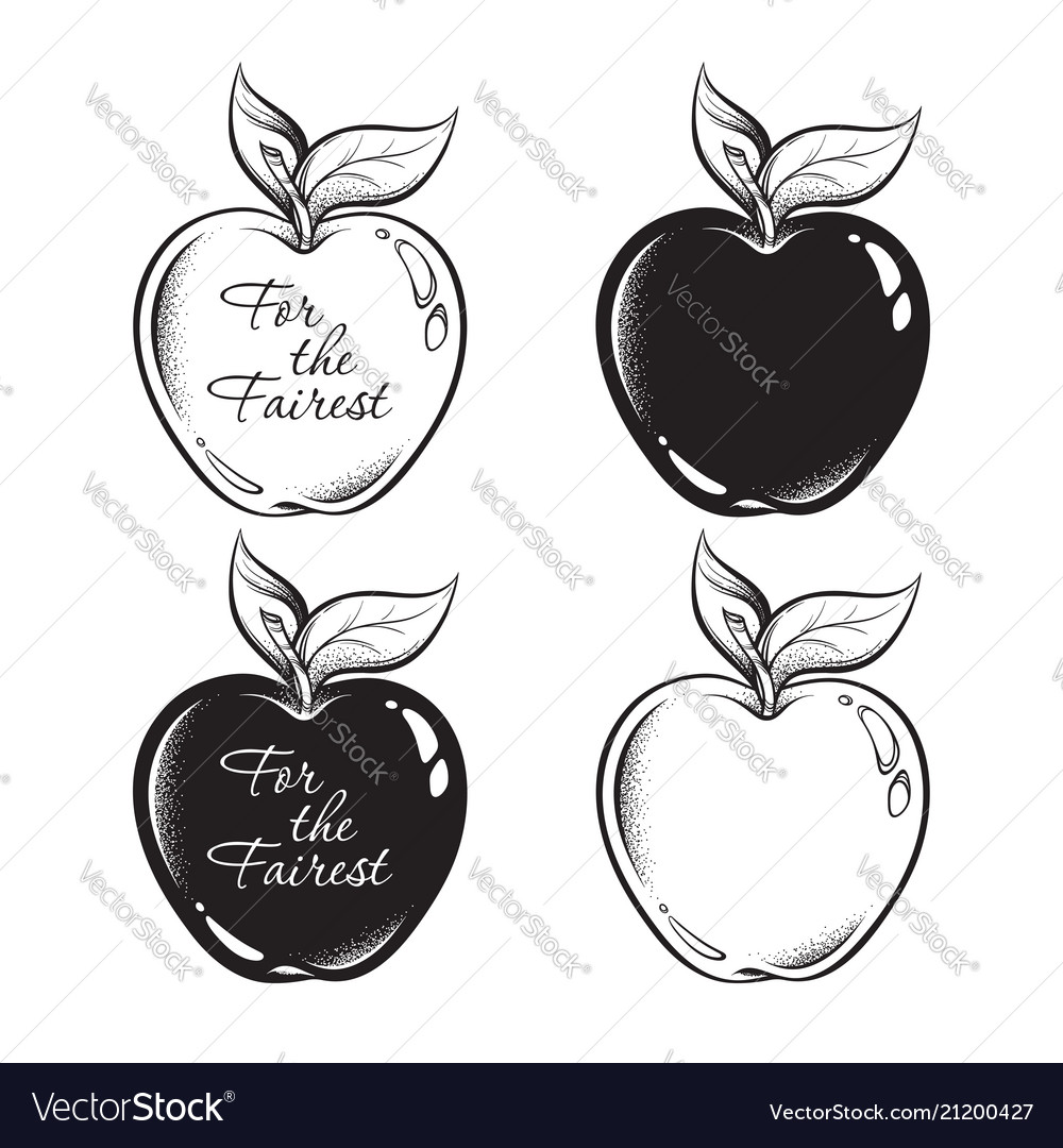 Apple discord line art and dot work hand drawn Vector Image