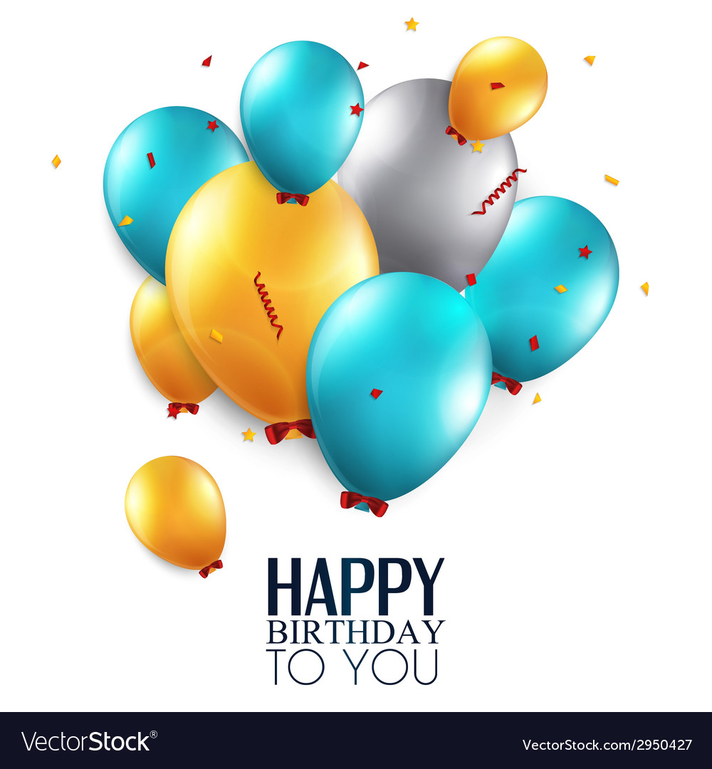 Birthday card with balloons and text Royalty Free Vector