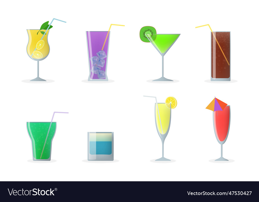 Cocktail glasses set Royalty Free Vector Image