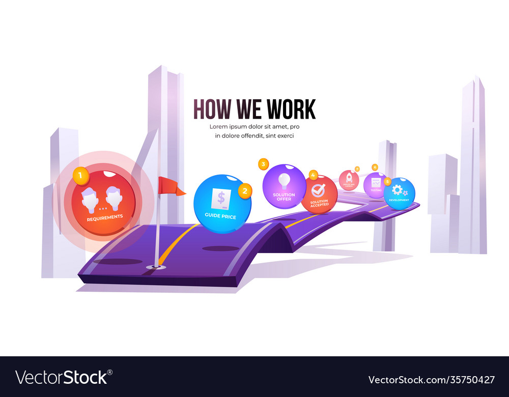 Infographic stages work process Royalty Free Vector Image