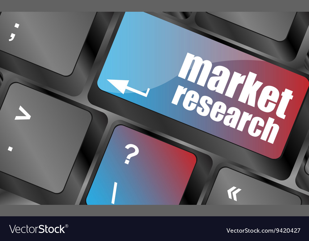 Key with market research text on laptop keyboard