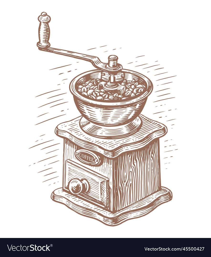 Manual Coffee Grinder For Grinding Coffee Beans Vector Image 2095