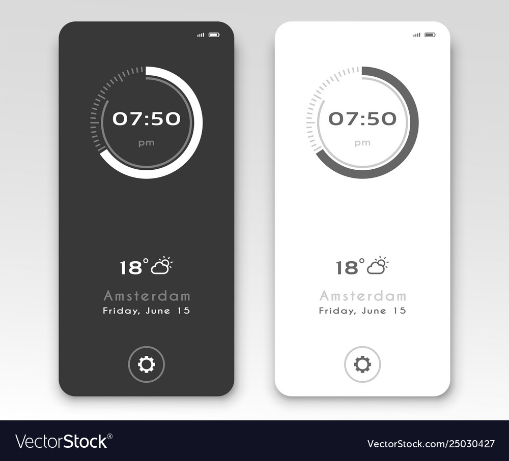 Mobile application interface design clock Vector Image