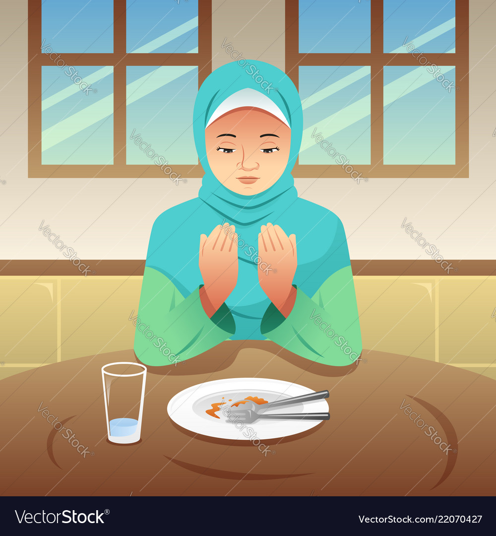 muslim-woman-praying-after-eating-royalty-free-vector-image