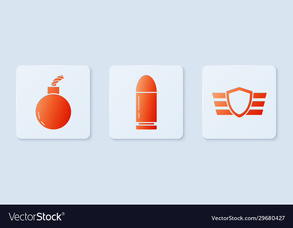 Set bullet bomb ready to explode and military Vector Image