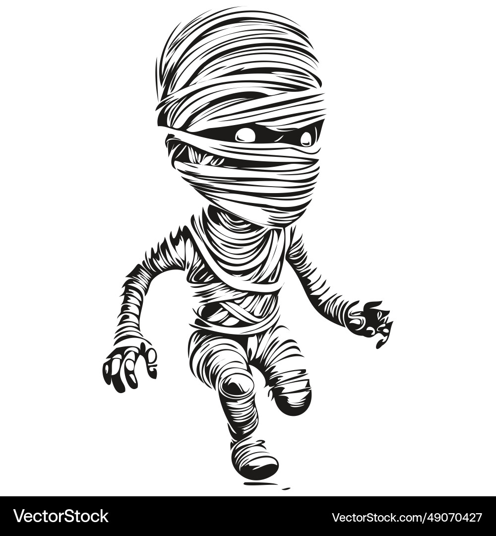 Spinechilling handdrawn mummy image Royalty Free Vector